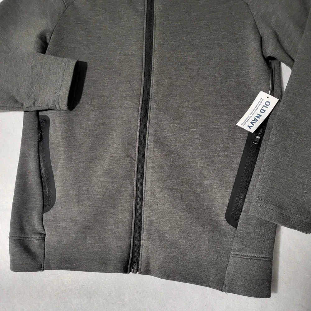 Old Navy Active Boys Small 6 7 Gray Jacket Dynamic Fleece Zip Hoodie NWT New